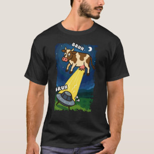 Camiseta Vaca Engraçada OVNI Alien Amante de Animais Bruh M