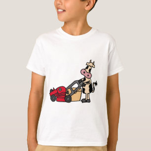 Camiseta Vaca engraçada que empurra desenhos animados