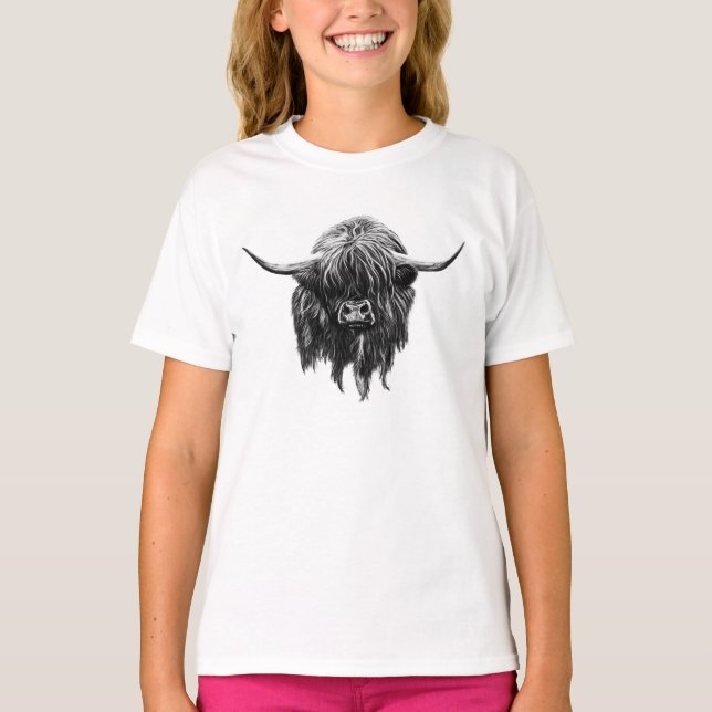 Camiseta Vaca escocesa das montanhas (Frente)