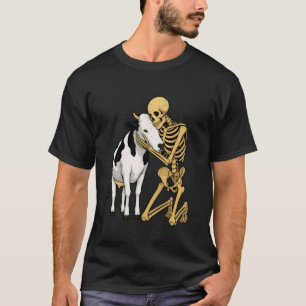 Camiseta Vaca Esqueleto Dia das Bruxas Fazenda Animal Silve