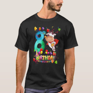 Camiseta Vaca Estou no Aniversário de 8 Anos das Meninas Fe