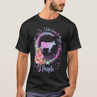 Camiseta Vaca Eu gosto de vacas & talvez goste de 3 pessoas