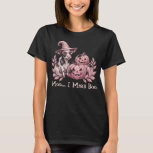 Camiseta Vaca Eu Quero Dizer Bruxa Abóboras Rosa