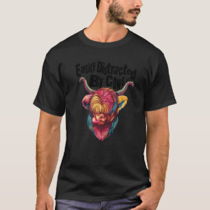 Camiseta Vaca Fácilmente Distraída Por Vacas Gado das Terra