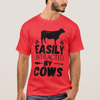 Camiseta Vaca, Facilmente Distraída Por Vacas Legal
