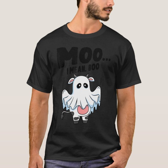 Camiseta Vaca Fantasma Abóbora Eu Quero Dizer Moo Vaca de H (Frente)