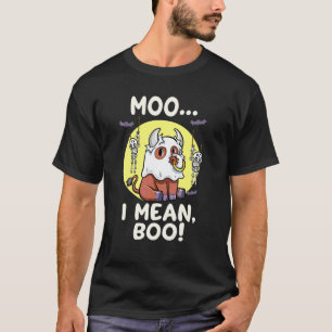Camiseta Vaca Fantasma do Moo de Halloween Quero Dizer Boo
