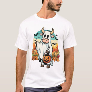 Camiseta Vaca Fantasma Engraçada de Halloween