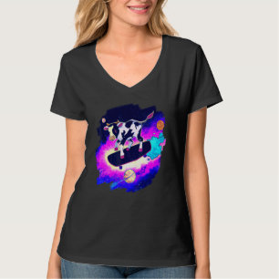 Camiseta Vaca fazendo skate no espaço sideral retrô vintage
