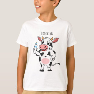 Camiseta Vaca feliz com cartum de mamadeira