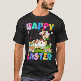 Camiseta Vaca Feliz Páscoa Coelho Vaca Domingo de Páscoa