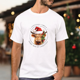 Camiseta Vaca festiva Vaca festiva Natal da família animal