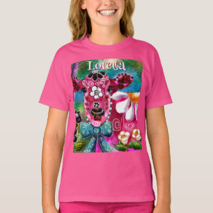 Camiseta Vaca Floral Branca, Cor-de-Rosa, Preta, Personaliz