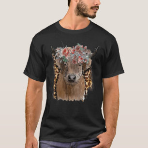 Camiseta Vaca Floral Leopardo das Terras Altas Bezerra Ocid