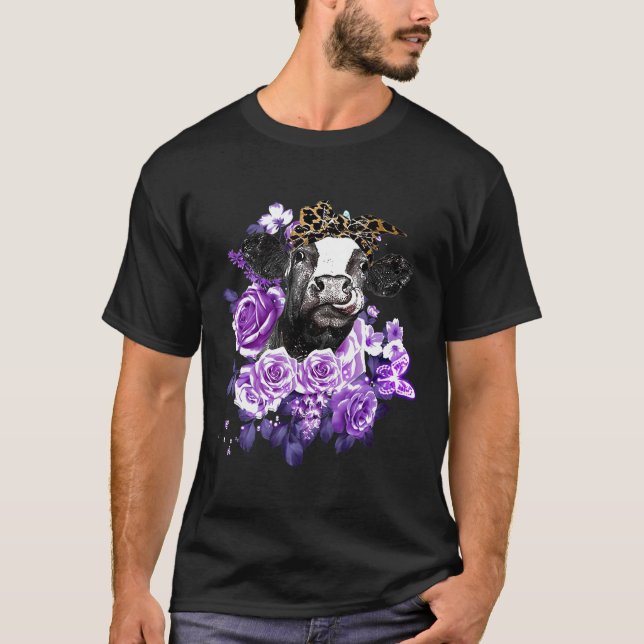 Camiseta Vaca Flores Roxas Vaca (Frente)