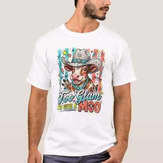 Camiseta Vaca Fofa com Chapéu de Cowboy Vintage