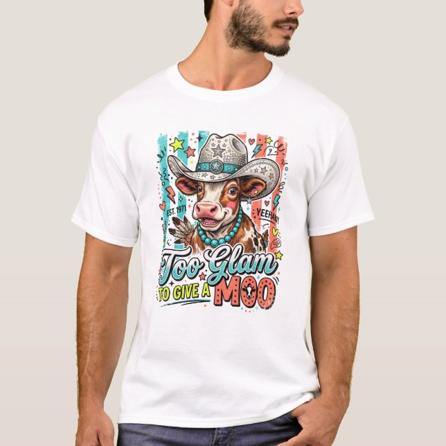 Camiseta Vaca Fofa com Chapéu de Cowboy Vintage (Frente)