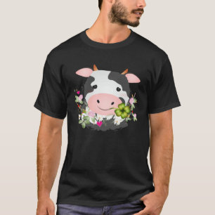 Camiseta Vaca fofa com folha c para fãs de fazenda 1