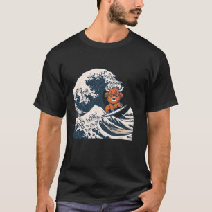 Camiseta Vaca Fofa das Terras Altas Surfando na Grande Onda