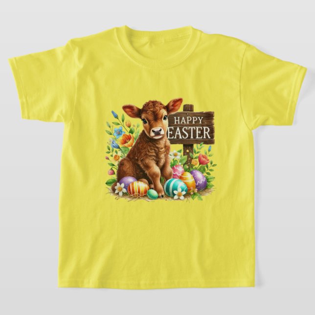 Camiseta Vaca fofa de Páscoa feliz (Postura )