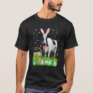 Camiseta Vaca Fofa Dia de Páscoa Coelho Ovos Fantasia de Pá