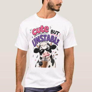 Camiseta Vaca fofa mas instável com café com gelo
