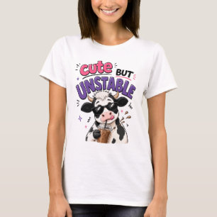 Camiseta Vaca fofa mas instável com café com gelo