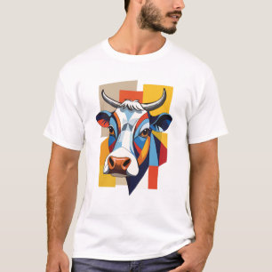 Camiseta Vaca Geométrica Colorida