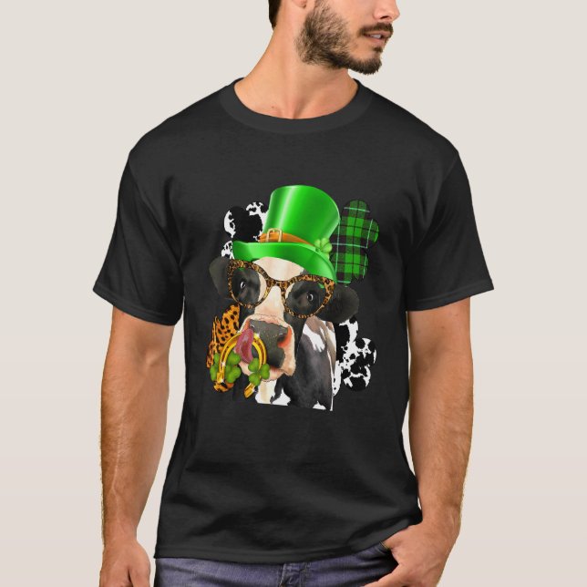 Camiseta Vaca Highland Com C Rua Patrick Day Leopard Horse  (Frente)