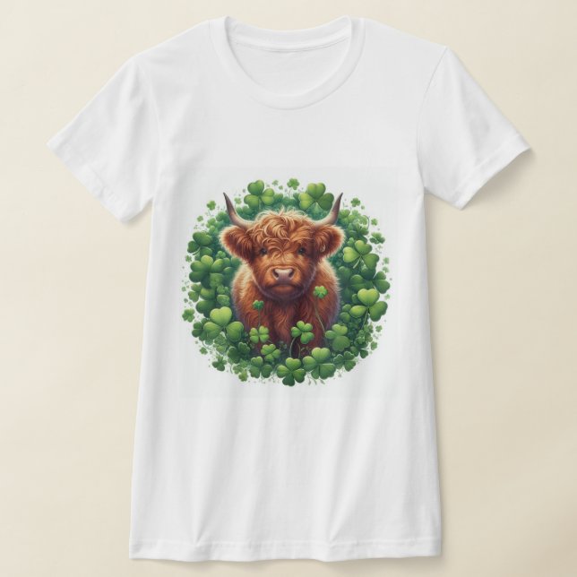 Camiseta Vaca Highland com Shamrocks (Postura )