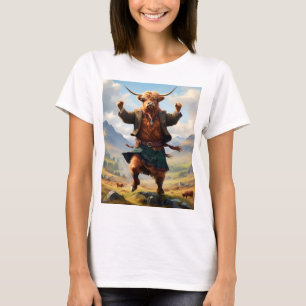 Camiseta Vaca Highland Dançando A Mosca Highland,