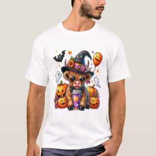 Camiseta Vaca Highland Fofa de Halloween