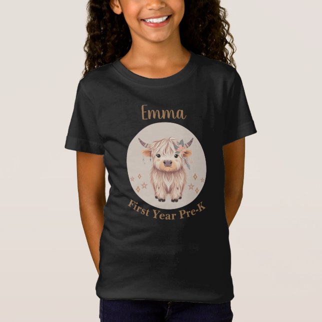 Camiseta Vaca Highland Fofa PreK Personalizada para o Prime (Frente)