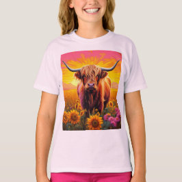 Camiseta Vaca Highland no Sunflower, Sunrise