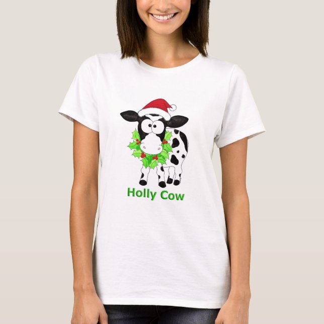 Camiseta Vaca Holly de Natal (Frente)