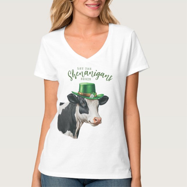 Camiseta Vaca Irlandesa | Que comecem os Shenanigans (Frente)