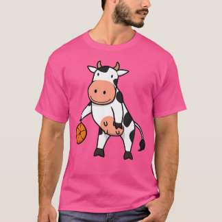 Camiseta Vaca Jogando Basquete - Esportes Irônicos De Bola