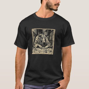 Camiseta Vaca Jogando Poker, Jogador de Poker Preto Engraça