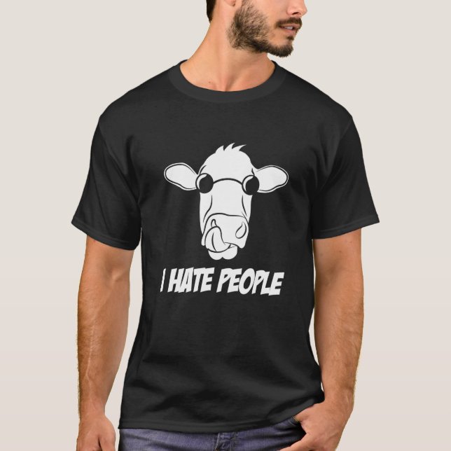 Camiseta vaca legal eu odeio pessoas (Frente)
