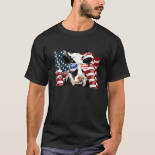 Camiseta Vaca Leiteira Bandeira Americana 4 De Julho Para H