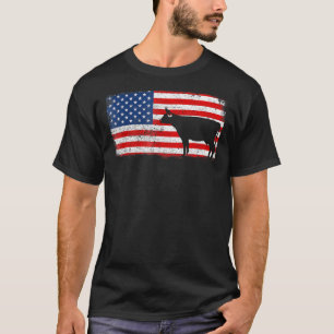 Camiseta Vaca Leiteira Bandeira Americana Patriótica Vintag