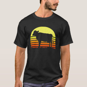 Camiseta Vaca Leiteira Fazenda Retrô Pecuária Pôr do Sol Vi