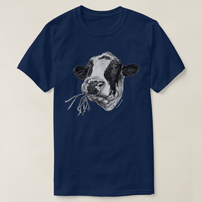 Camiseta Vaca Leiteira Frísia de raça Holstein Feliz (Frente do Design)