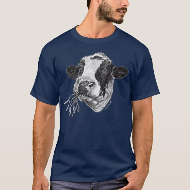 Camiseta Vaca Leiteira Frísia de raça Holstein Feliz (Frente)