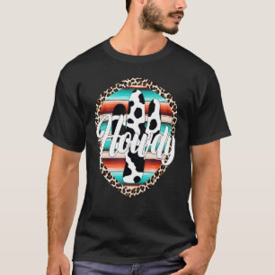 Camiseta Vaca Leopardo Cactus Serape Cactus impressão Turq
