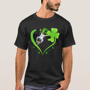 Camiseta Vaca Leprechaun Trevo Coração Dia de São Patrício 