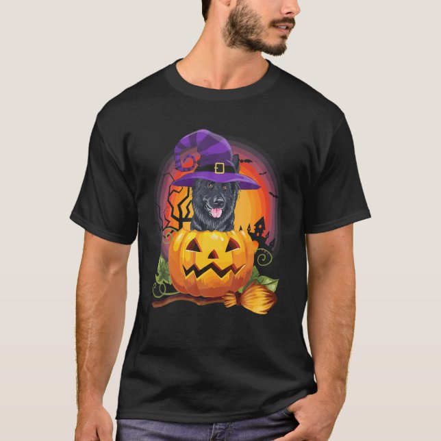 Camiseta Vaca Malinois Belga Pumpkin Halloween Dog Lover (Frente)