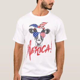 Camiseta Vaca Merica Engraçado Eu Amo A América Quarto De J