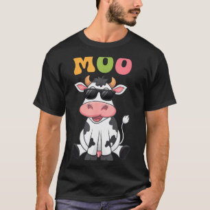 Camiseta Vaca Moo Groovy - Vaca de Fazendeiro Engraçada Hom