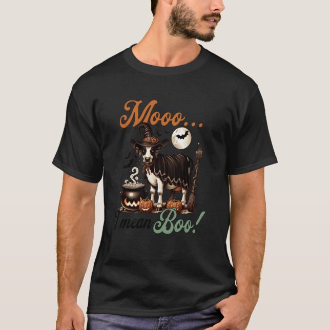 Camiseta Vaca Moo Quer Dizer Boo Engraçado Halloween Animai (Frente)